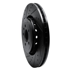 Dodge Charger Brake Rotor (1) - Front Left - R1 Concepts - Drilled & Slotted - Black - `14-`23